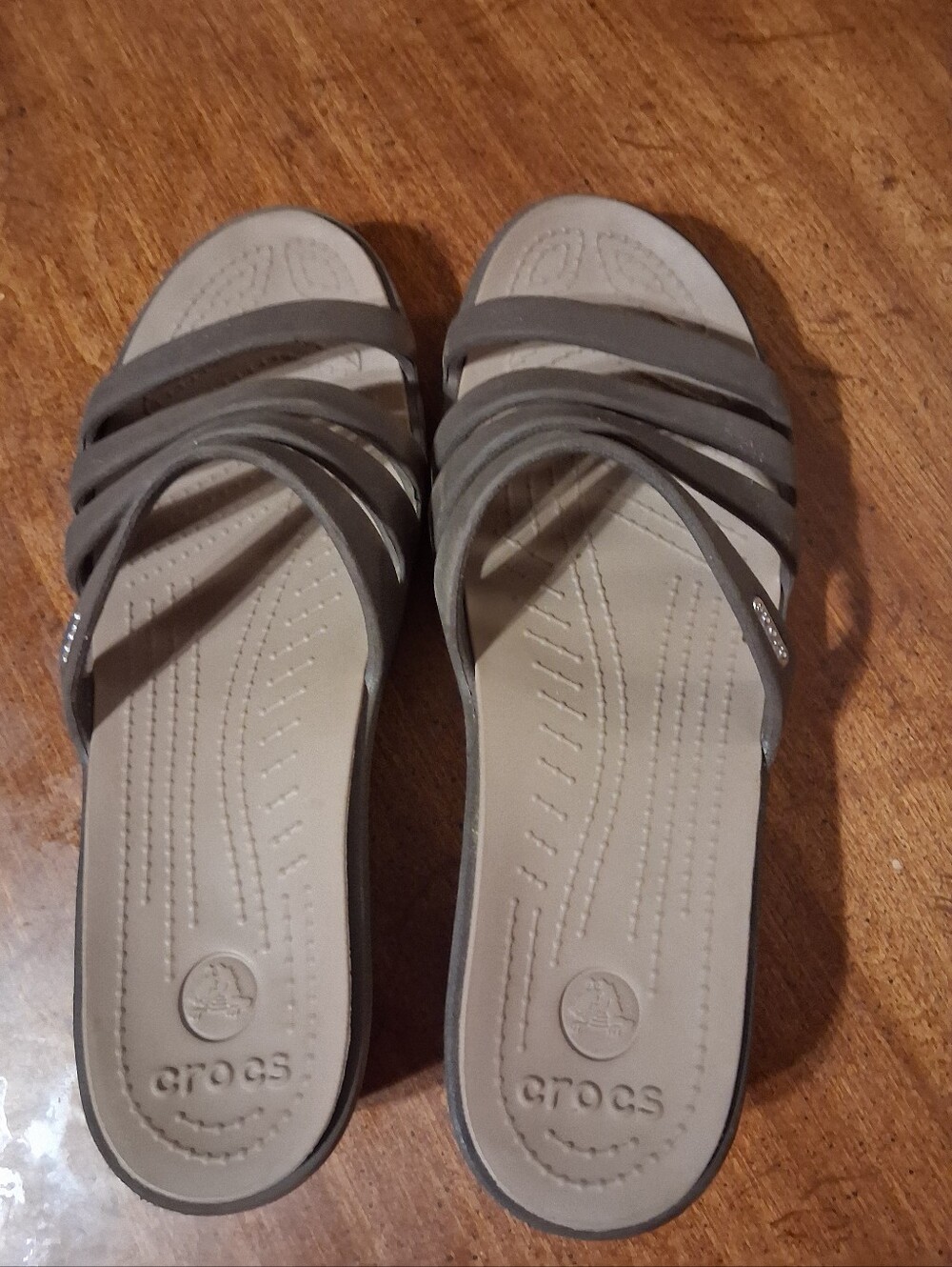 CROCS Women’s Taupe Multi-Strap Slide Sandals